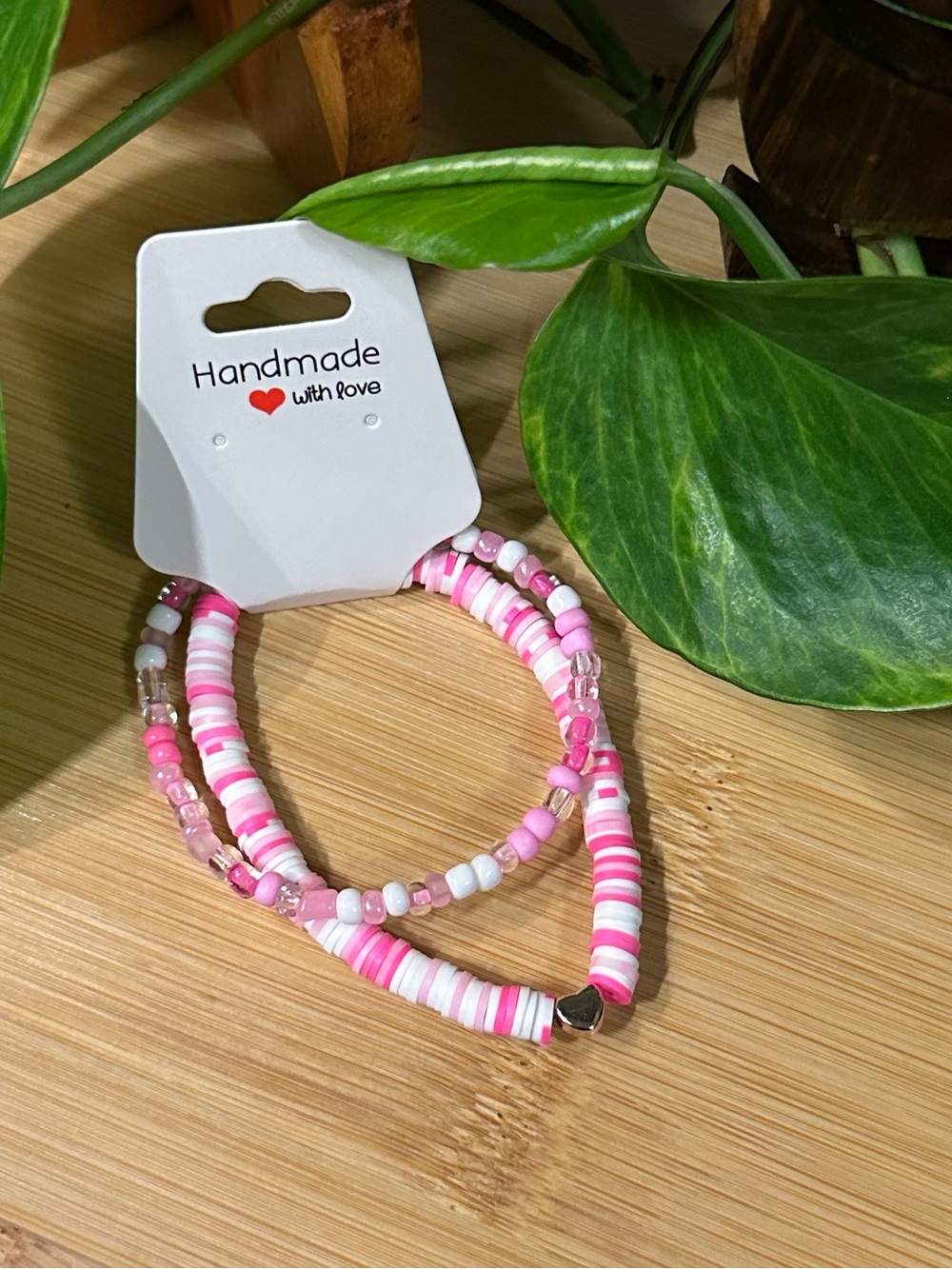 🎀Breast Cancer Awareness 2-PC Stretchy Beaded Set | Handmade |Awareness Stack🎀